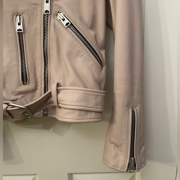 All Saints Blush Pink Genuine Leather Jacket - Picture 3 of 6